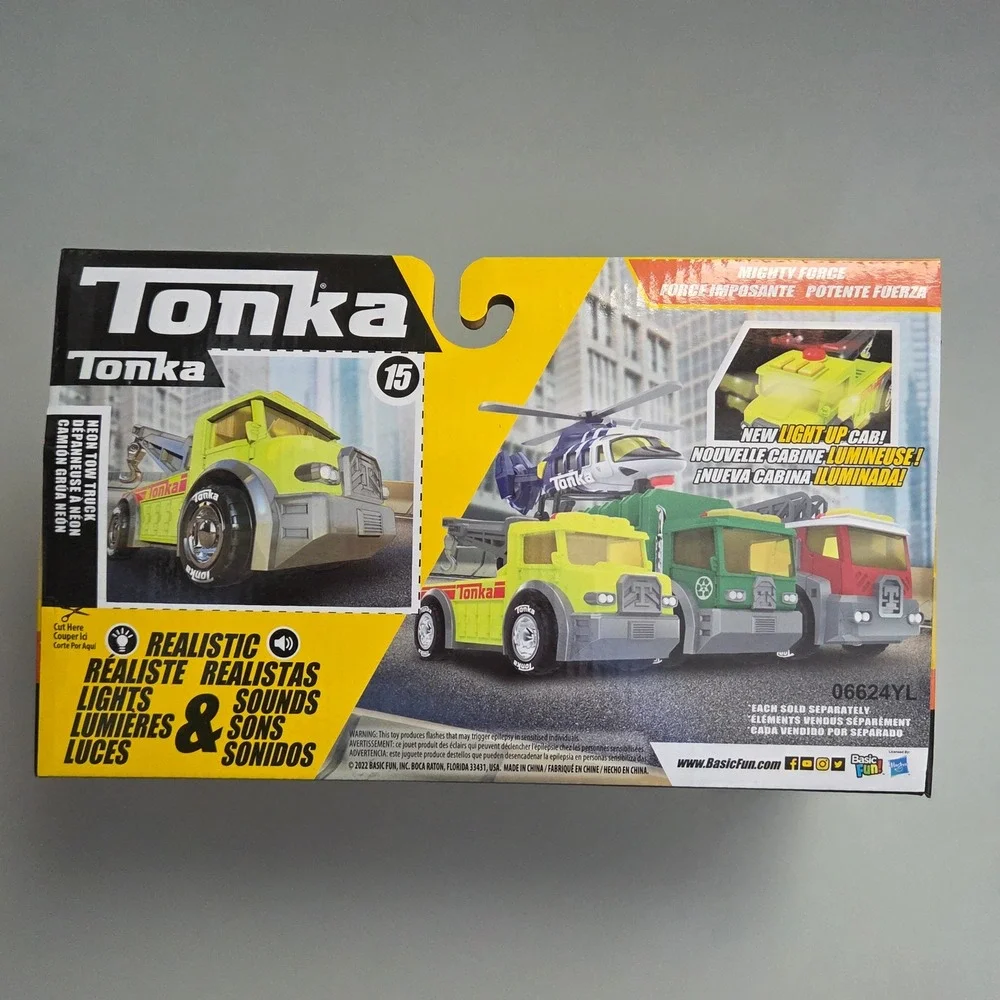 Tonka Mighty Force Neon Tow Truck Lights and Sounds Yellow‎ 06624YL New
